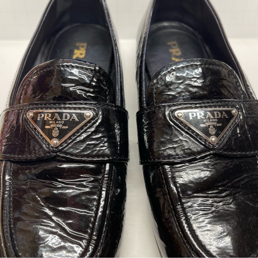 Prada Patent Leather Loafers Black Women’s Size 37 - Picture 4 of 10